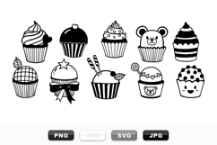 Hand Drawn Cupcake Clipart Set For Party Designs Product Image 1