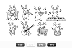 Hand Drawn Bunny Music Instrument Vector Collection Product Image 1