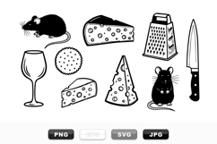 Hand Drawn Cheese Mouse Clipart Kitchen Bundle Product Image 1