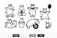 Cute Cartoon Hippo Vector Clipart Set For Kids Product Image 1