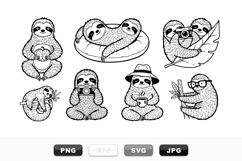 Hand Drawn Sloth Animal Illustration Bundle Product Image 1