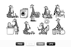 Hand Drawn Giraffe Chores SVG Clipart Bundle Product Image 1