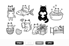 Hand Drawn Cute Cat Doodle Clipart Bundle Product Image 1