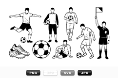 Vector Soccer Player Silhouettes Clipart Set for Sports Product Image 1