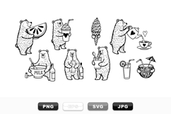 Hand Drawn Bear Drinks Vector Clipart Bundle Product Image 1