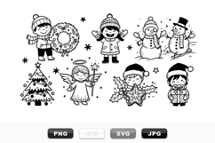 Hand Drawn Winter Holiday Characters Clipart Set Product Image 1