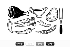 Vintage Hand Drawn Food Clipart Set For Cooking Product Image 1