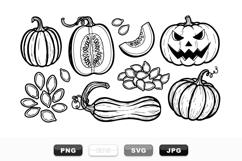 Hand Drawn Pumpkin Clipart Set For Halloween Decor Product Image 1