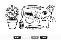 Hand Drawn Botanical Floral Sketch Clipart Set Product Image 1