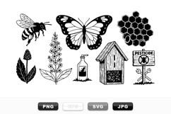 Vintage Bee And Garden Nature Clipart Bundle Set Product Image 1