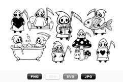 Cute Grim Reaper Cartoon SVG Clipart Bundle Product Image 1