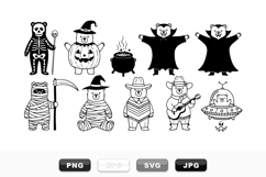Hand Drawn Halloween Bear Costume Vector Set Product Image 1