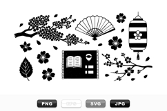 Hand Drawn Japanese Cherry Blossom Clipart Set Product Image 1