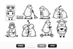 Hand Drawn Cute Sheep Vector Clipart Set Product Image 1