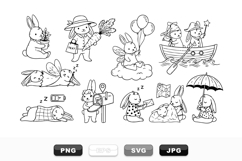 Hand Drawn Bunny Clipart Bundle for Kids Crafts Product Image 1