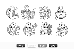 Cute Turtle Summer Drinks Clipart Bundle For Crafts Product Image 1