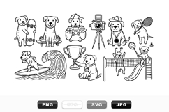 Hand Drawn Sporty Dog Vector Clipart Bundle Product Image 1