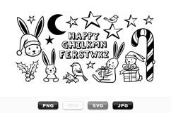 Hand Drawn Holiday Bunny Alphabet Clipart Set Product Image 1