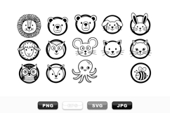 Cute Animal Head Icon Vector Set for Kids Designs Product Image 1