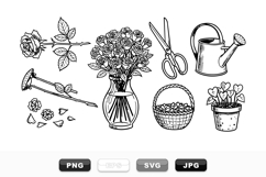 Hand Drawn Rose Garden Clipart Bundle With Tools Product Image 1