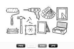 Hand Drawn Home Repair Tools Clipart Set Product Image 1
