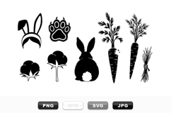 Hand Drawn Easter Bunny and Carrot SVG Set Product Image 1