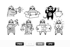 Cute Hand Drawn Sloth Vector Clipart Bundle for Crafts Product Image 1