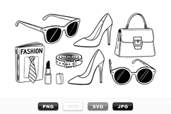 Hand Drawn Fashion Accessories SVG Clipart Bundle Product Image 1