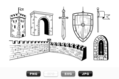 Medieval Castle Elements Vector Clipart Set for Crafts Product Image 1