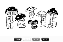 Hand Drawn Bear and Mushroom Clipart Bundle Product Image 1