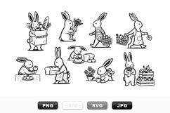 Hand Drawn Bunny Grocery Shopping Clipart Bundle Product Image 1