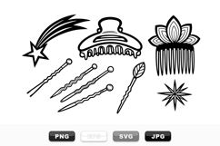 Vintage Hair Accessories Vector Clipart Bundle for Design Product Image 1