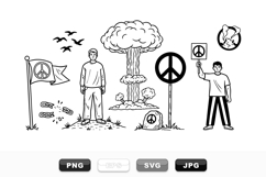 Hand Drawn Peace Protest Vector Clipart Bundle Product Image 1