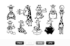 Hand Drawn Giraffe Cartoon Clipart Set for Crafts Product Image 1