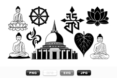 Buddhist Symbol SVG Clipart Meditation Set Product Image 1