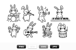 Hand Drawn Bunny Music Instrument Clipart Bundle Product Image 1