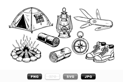 Hand Drawn Camping Gear Vector Clipart Set Bundle Product Image 1
