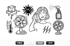 Hand Drawn Summer Heat Relief Vector Clipart Set Product Image 1