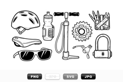 Hand Drawn Bicycle Accessories Clipart Set for Riders Product Image 1