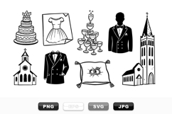 Vintage Wedding Icon Clipart Bundle for Invitations Product Image 1