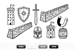 Medieval Castle Armor Clipart Set for Historical Designs Product Image 1