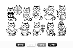 Hand Drawn Cat Drinks Clipart Bundle for Kids Product Image 1