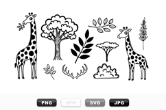 Hand Drawn Safari Giraffe SVG Clipart Bundle Product Image 1