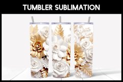 9 3D White Tumbler Sublimation |3D Flower Tumbler Wrap Product Image 7