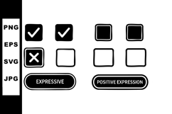 Check marks and square icons with expressive and positive ex Product Image 1