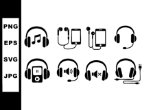 Headphones and audio device icons set for multimedia and com Product Image 1