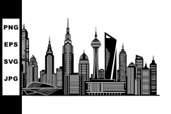 Modern city skyline silhouette with high-rise buildings and Product Image 1