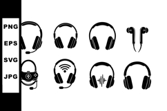 Headset and Earphone Icons Vector Set with Wireless and Audi Product Image 1