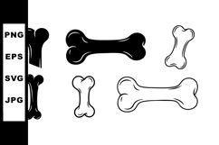 Dog bone outline and solid vector icons set in black and whi Product Image 1