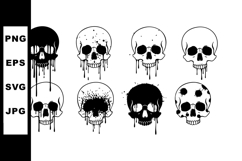 Dripping black and white skulls vector illustration set with Product Image 1